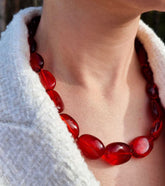 Red Amber Nuggets Beads Necklace